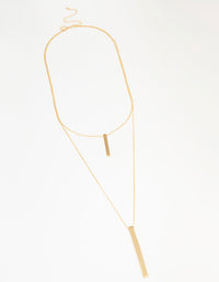 Gold Double Row Long Bar Necklace - link has visual effect only