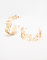 Gold Butterfly Flat Hoop Earrings - link has visual effect only