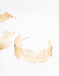 Gold Butterfly Flat Hoop Earrings - link has visual effect only