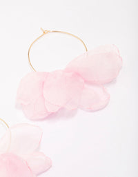 Pink Fabric Petal Hoop Earrings - link has visual effect only