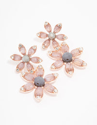 Rose Gold Flower Beaded Drop Earrings - link has visual effect only