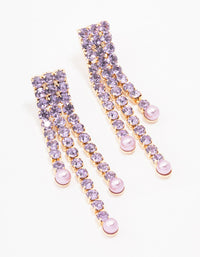Gold & Lilac Cupchain Drop Earrings - link has visual effect only