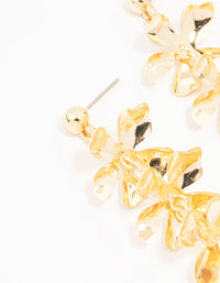 Gold Linear Petal Drop Earrings - link has visual effect only