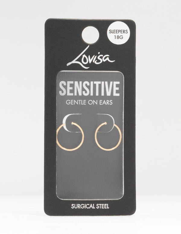 Gold Plated Surgical Steel Sleeper Earrings 14MM