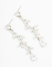 Silver Cubic Zirconia Vine Leaf Drop Earrings - link has visual effect only