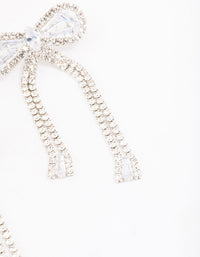 Silver Large Diamante Bow Drop Earrings - link has visual effect only