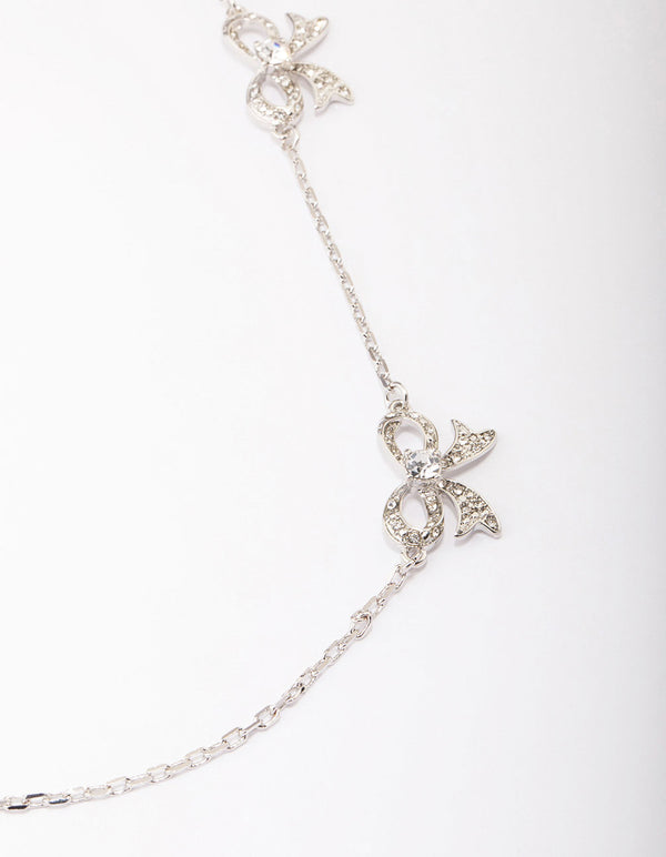 Rhodium Bow Chain Necklace