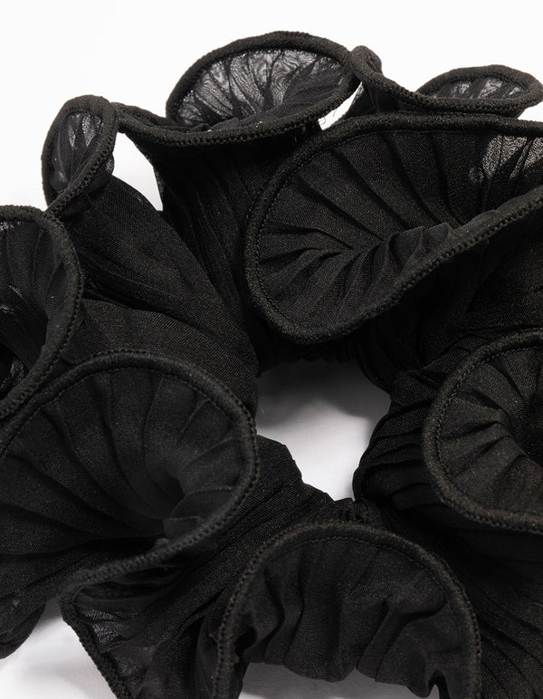 Black Crinkle Fabric Statement Scrunchie