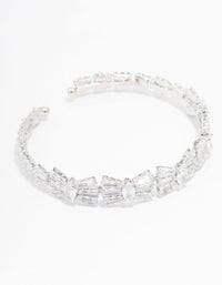 Silver Cubic Zirconia Bow Wrist Cuff - link has visual effect only