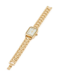 Gold Rectangle Roman Numeral Watch - link has visual effect only
