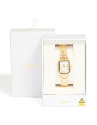 Gold Rectangle Roman Numeral Watch - link has visual effect only