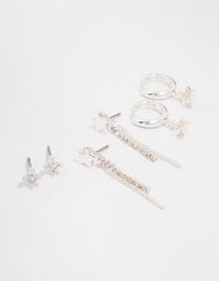 Silver Plated Brass  Star Chain Earring 3-Pack - link has visual effect only