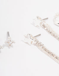 Silver Plated Brass  Star Chain Earring 3-Pack - link has visual effect only