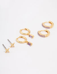 Gold Plated Brass Barbie Baguette Hoop Earring 3-Pack - link has visual effect only