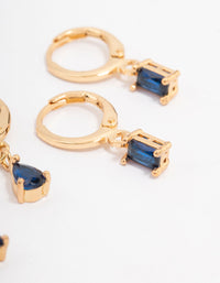 Gold Plated Brass Baguette Pear Hoop Earring 3-Pack - link has visual effect only