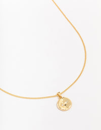 Gold Plated Brass Organic Round Star Pendant Necklace - link has visual effect only
