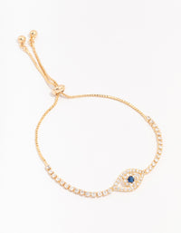 Gold Plated Brass Crystal Large Evil Eye Bracelet - link has visual effect only