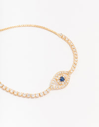 Gold Plated Brass Crystal Large Evil Eye Bracelet - link has visual effect only