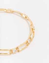 Gold Plated Brass Rectangular Square Cubic Zirconia Bracelet - link has visual effect only