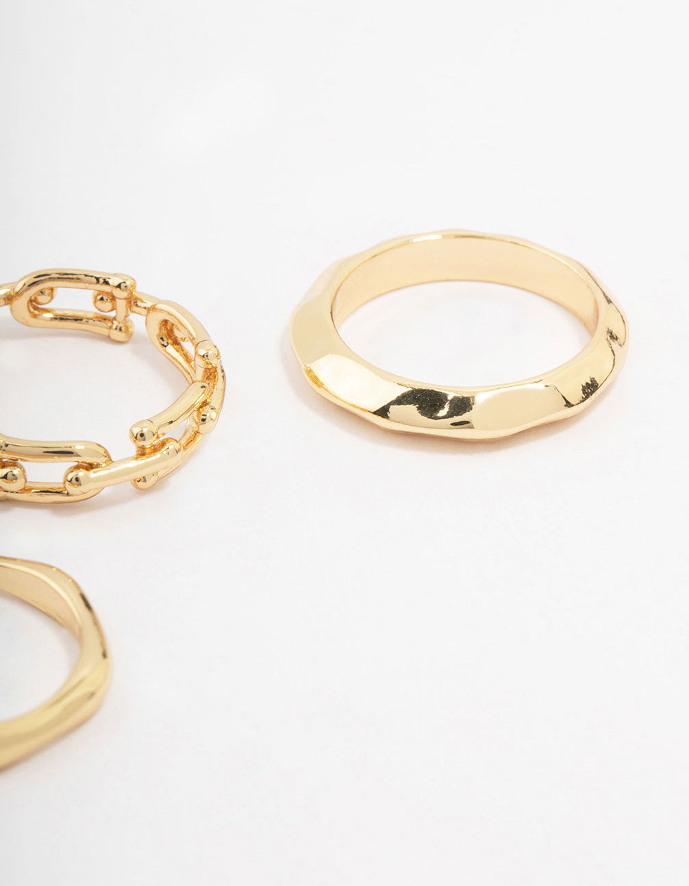 Gold Plated Chain Link Stacking Ring 3-Pack