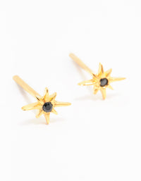 Gold Plated Sterling Silver Mini Starburst Stud Earrings - link has visual effect only