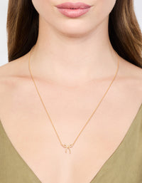 Gold Plated Sterling Silver Cubic Zirconia Bow Necklace - link has visual effect only