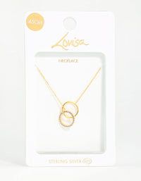 Gold Plated Sterling Silver Pave Link Hoop Necklace - link has visual effect only