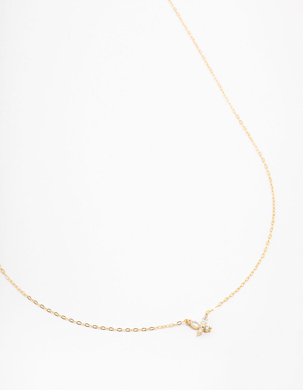 Gold Plated Sterling Silver Cubic Zirconia Mini Butterfly Necklace