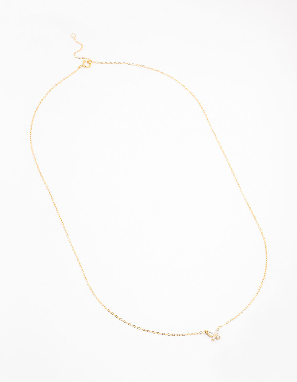 Gold Plated Sterling Silver Cubic Zirconia Mini Butterfly Necklace
