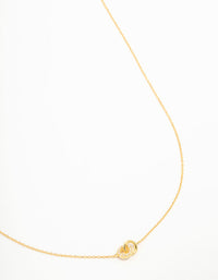 Gold Plated Sterling Silver Pave Link Extra Small Hoop Necklace - link has visual effect only