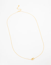 Gold Plated Sterling Silver Pave Link Extra Small Hoop Necklace - link has visual effect only
