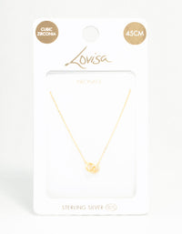 Gold Plated Sterling Silver Pave Link Extra Small Hoop Necklace - link has visual effect only