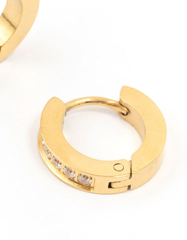 Gold Plated Surgical Steel Classic Cubic Zirconia Hoop Earrings