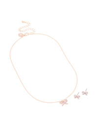 Rose Gold Bow Diamante Jewellery Set - link has visual effect only