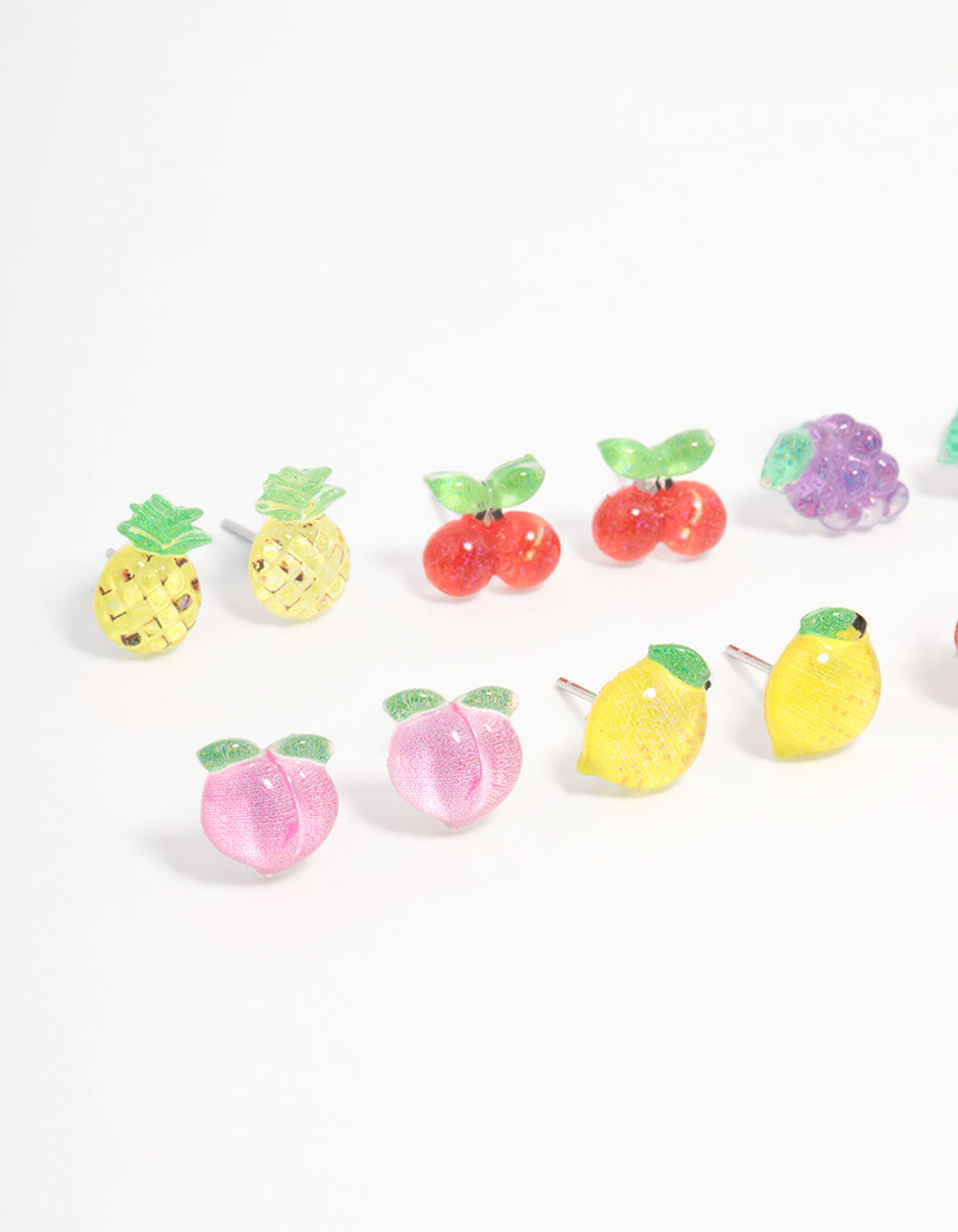 Silver Fruit Salad Earring 8-Pack