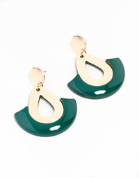 Green Gold Acrylic Disc And Lantern Drop Earrings - link has visual effect only