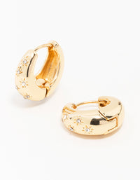 Gold Diamante Tear Drop Clicker Huggie Earrings - link has visual effect only