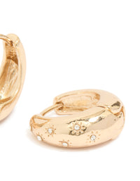 Gold Diamante Tear Drop Clicker Huggie Earrings - link has visual effect only