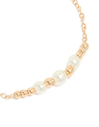 Gold Chain Link & Pearl Bracelets 2-Pack - link has visual effect only