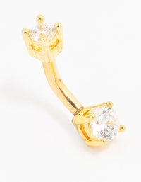 Gold Plated Titanium Mini Double Round Bellybar - link has visual effect only