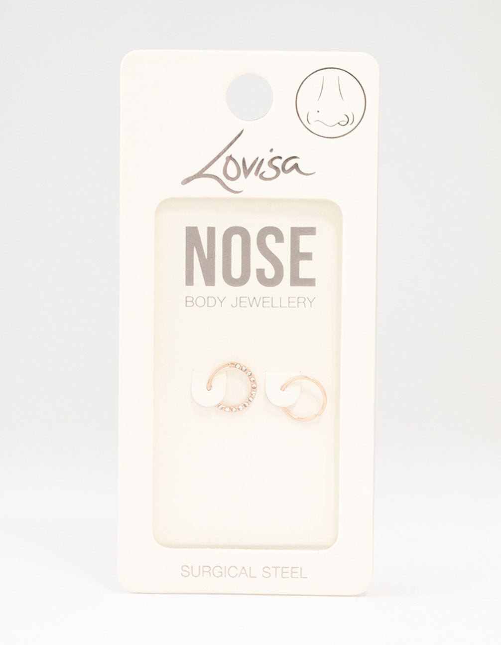 Rose Gold Plated Surgical Steel Textured Nose Rings 2-Pack