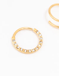 Gold Plated Cubic Zirconia And Spiral Nose 2-Pack - link has visual effect only
