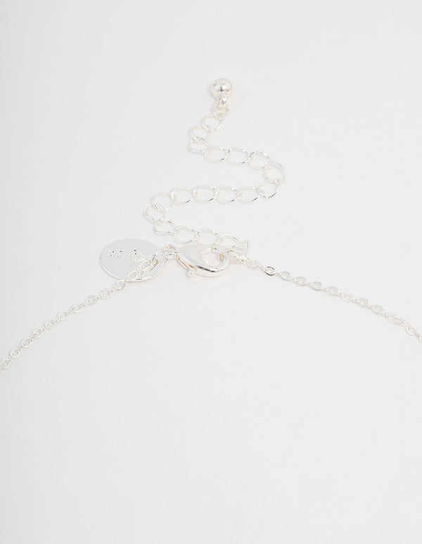 Silver Plated Diamante Cross Necklace & Stud Earrings Set