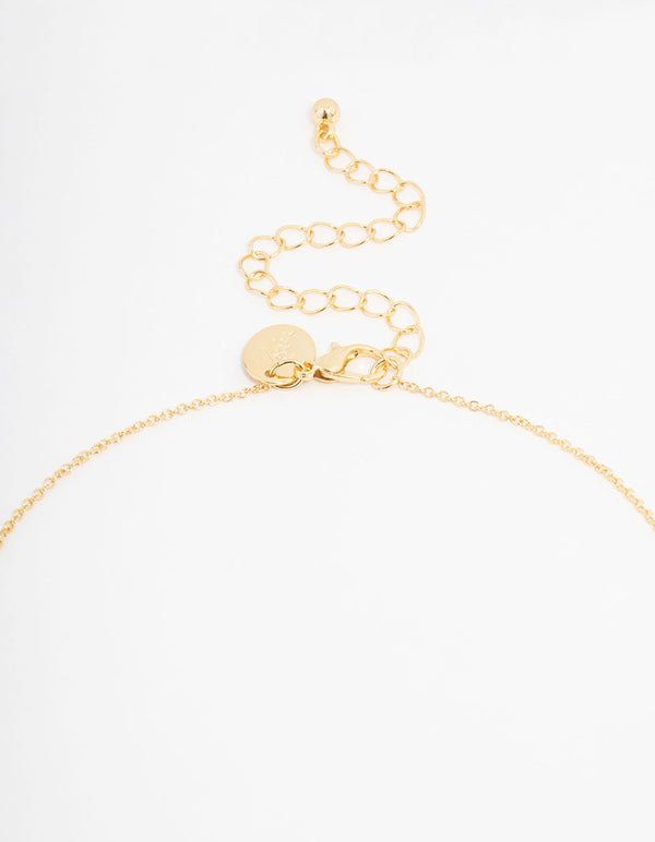 Gold Plated Cubic Zirconia Plain Cross Necklace & Stud Earrings