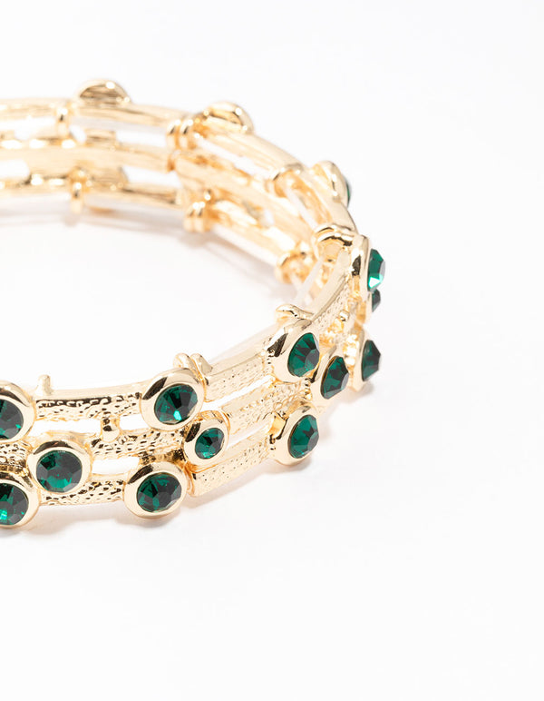 Gold Textured Diamante Bracelet