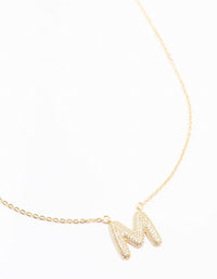 Gold Plated Pave Letter M Necklace - link has visual effect only