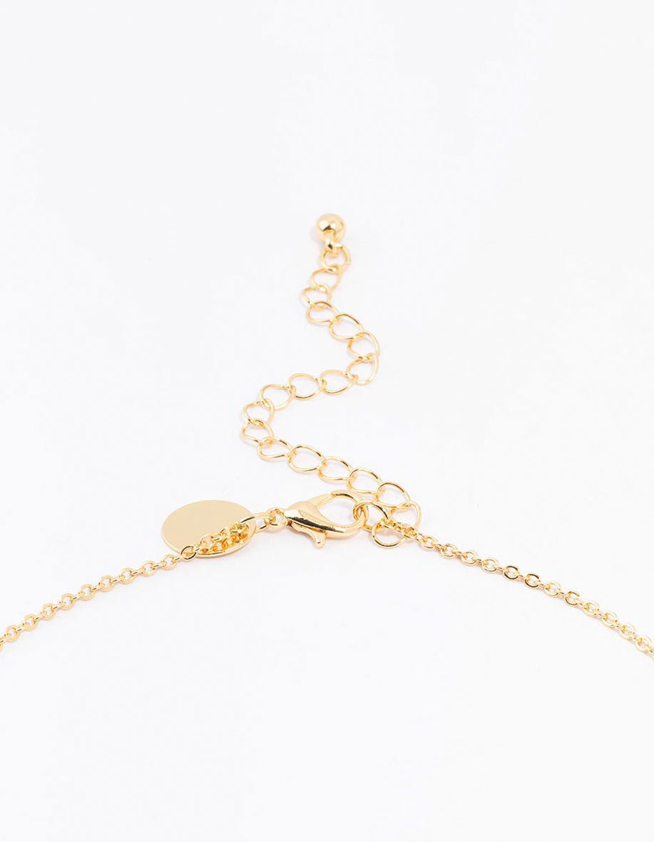Gold Plated Pave Letter M Necklace