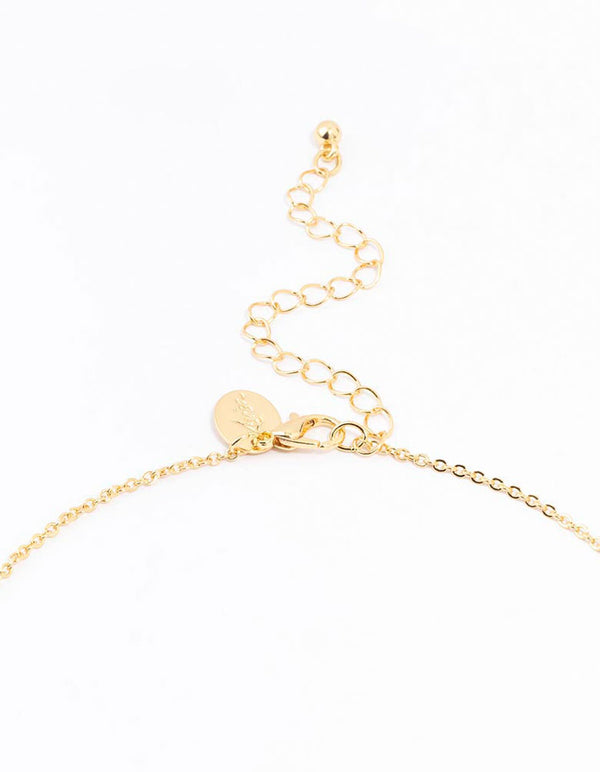 Gold Plated Pave Letter R Necklace