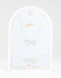 Silver Plated Infinity Necklace & Bracelet Set - link has visual effect only