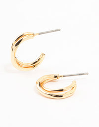 Gold Double Twisted Rope Huggie Earrings - link has visual effect only